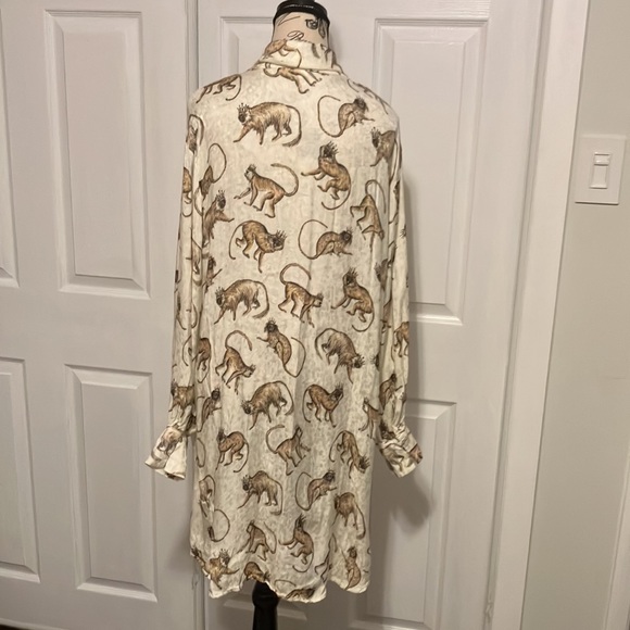 H&M Monkey print bow long sleeve shift dress - Picture 4 of 5